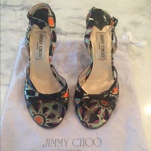 JIMMY CHOO satin open toe heeled sandals